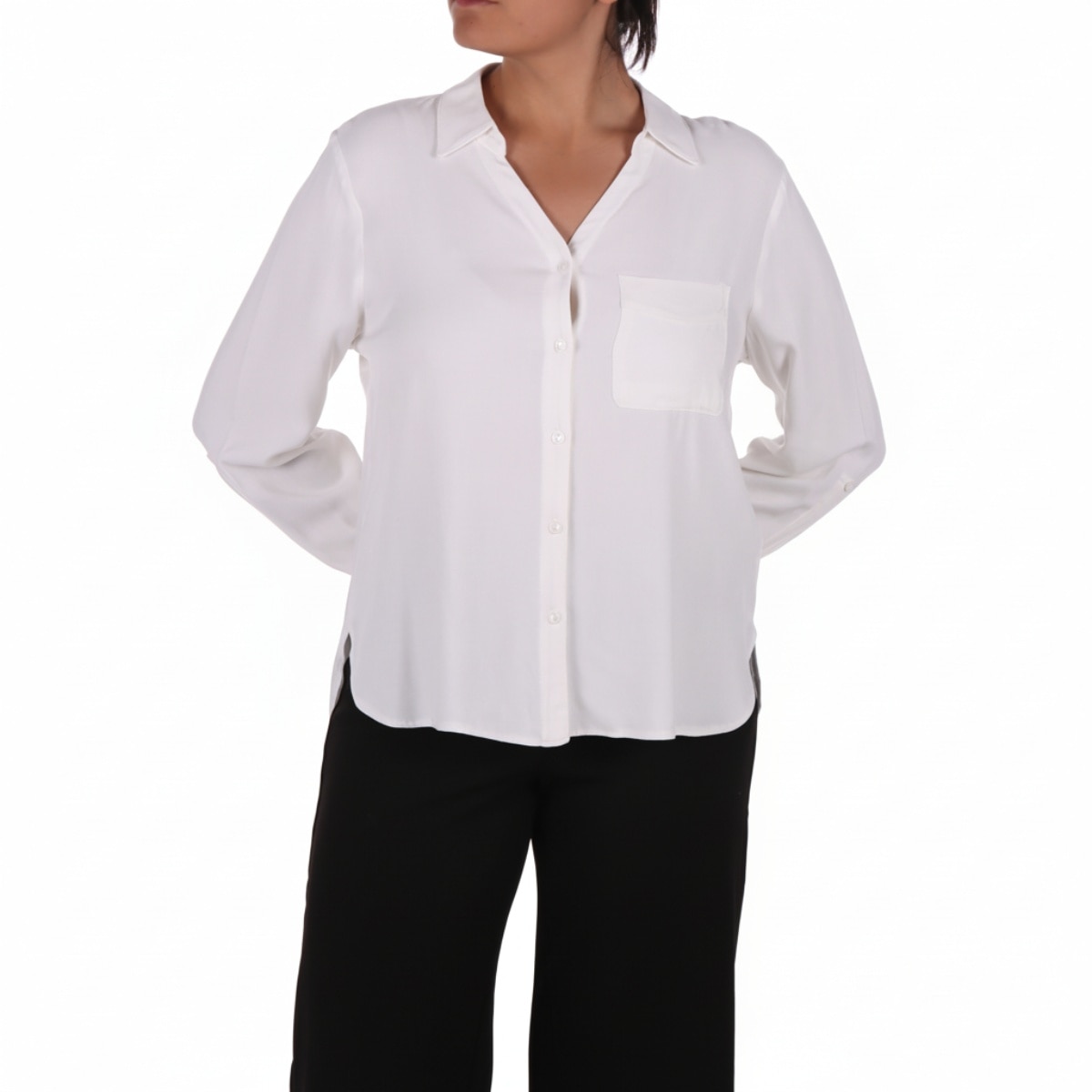 Blusa Blanca de Mujer Apostrophe Manga Larga Viscosa