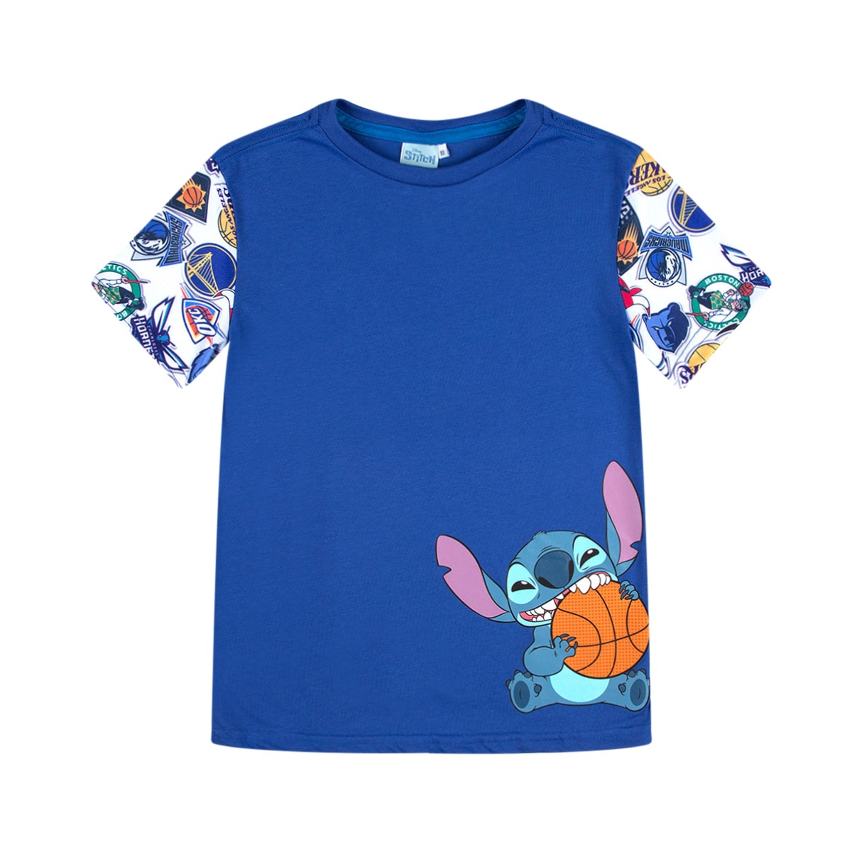 Playera Manga Corta Disney Stitch X Nba para Niño
