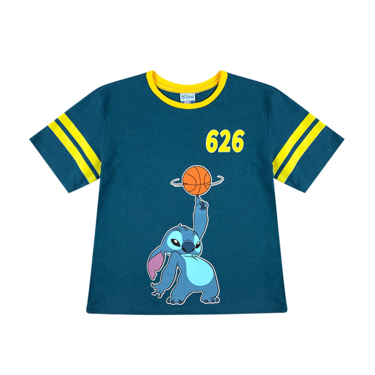 Playera Manga Corta Tipo Jersey Disney Stitch X Nba para Niño