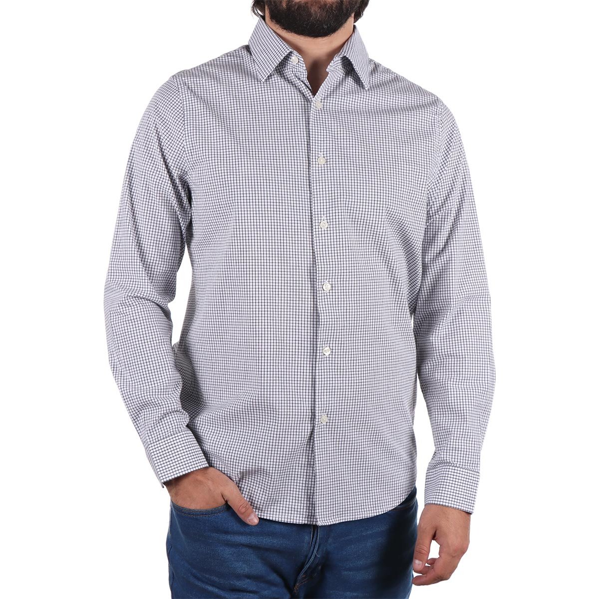 Camisa Manga Larga Cuadros Clásica Bruno Magnani para Hombre