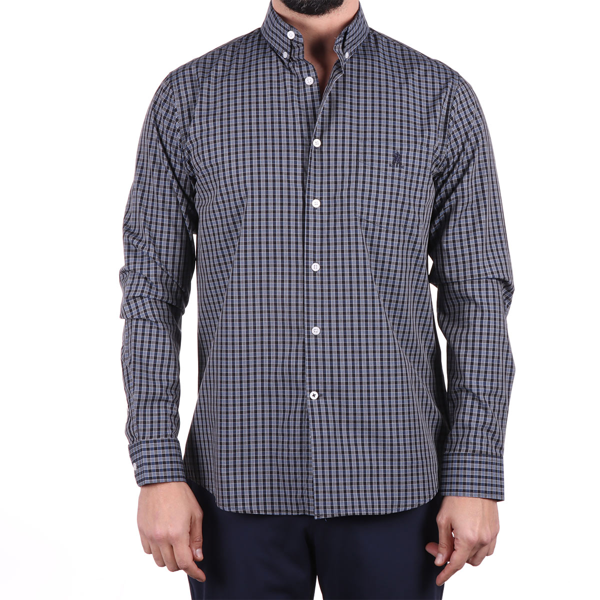 Camisa Cuello Americano Diseño Cuadros Polo Club Hombre