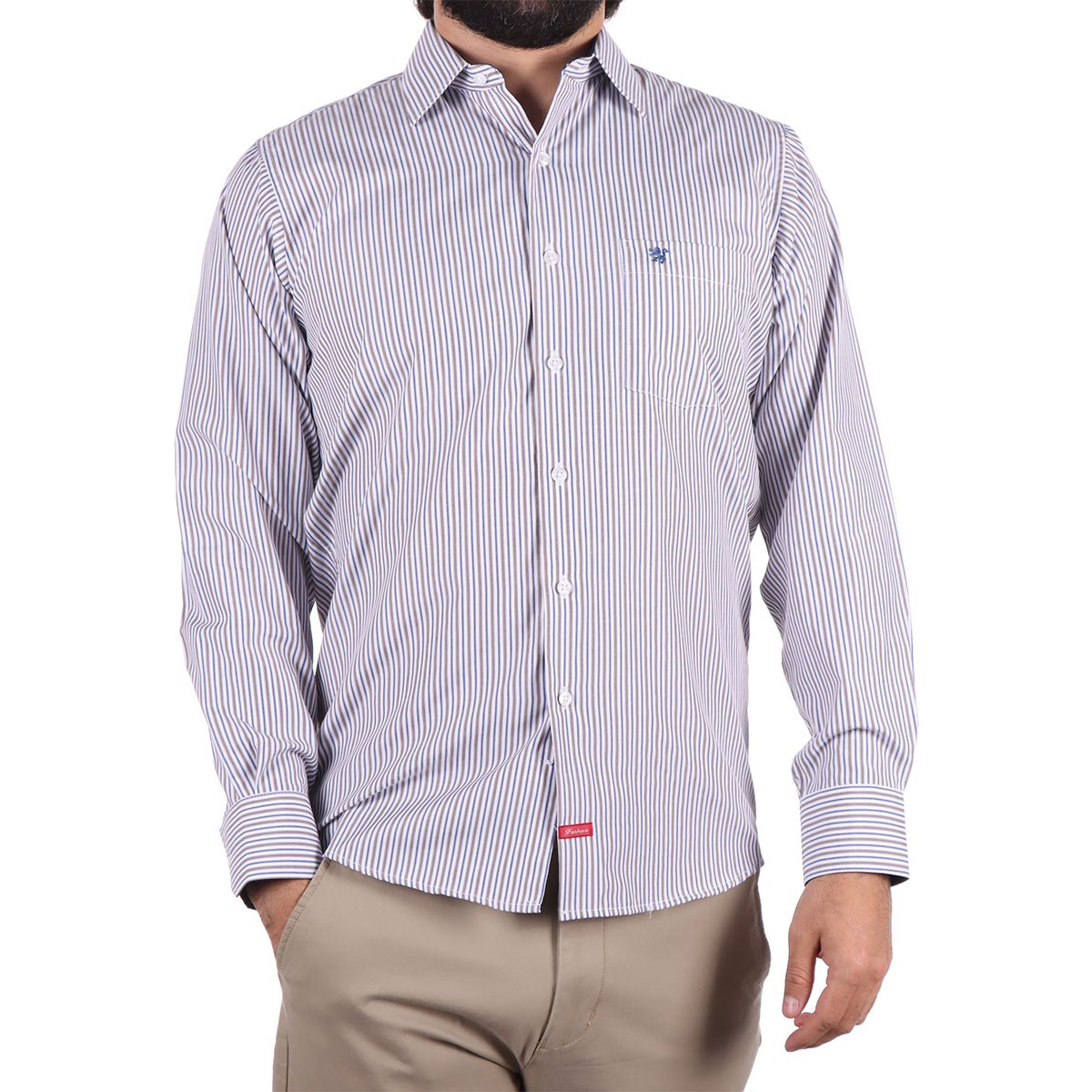 Camisa Manga Larga Rayas Slim Fit Manchester para Hombre
