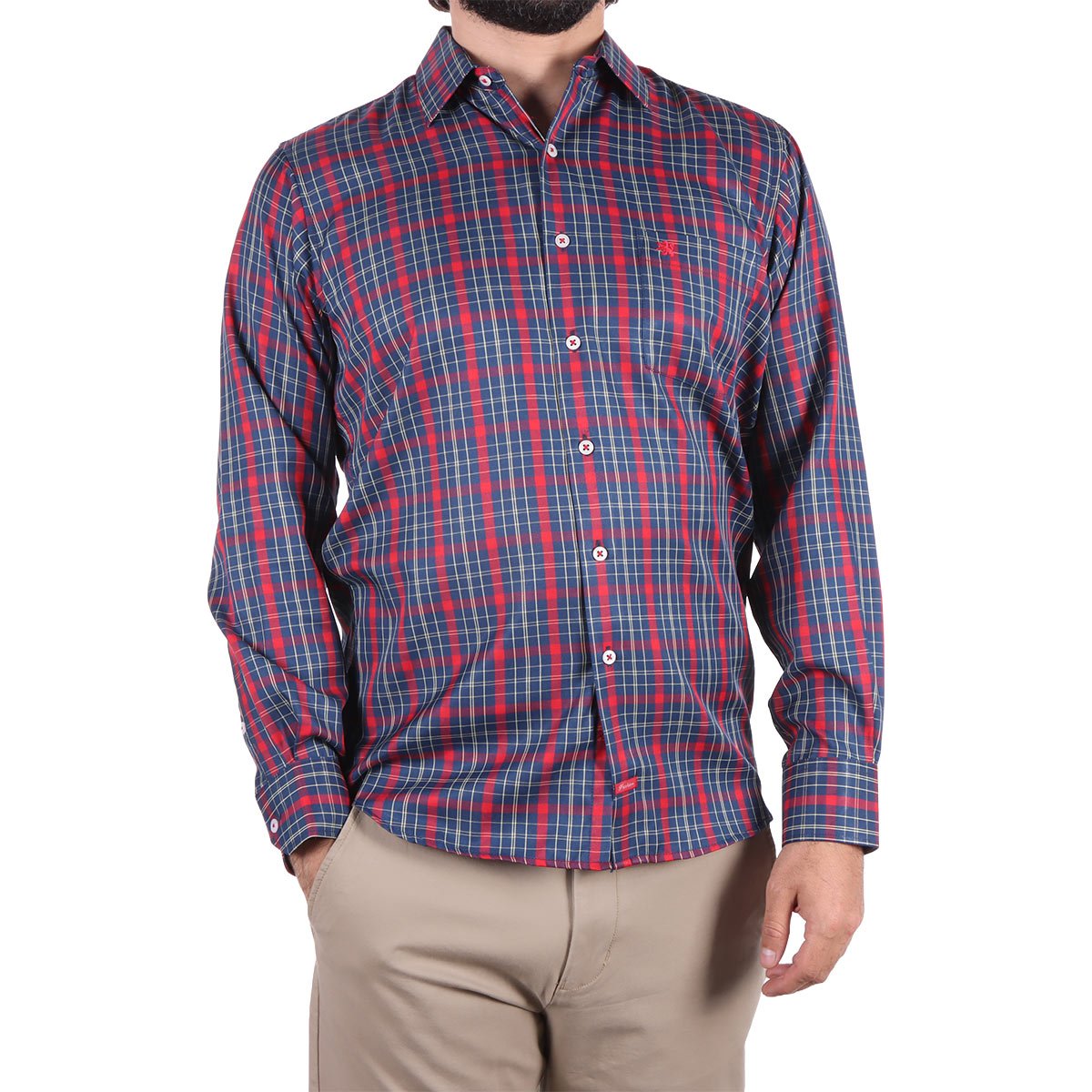 Camisa Slim Fit Cuadros Manga Larga  Manchester para Hombre