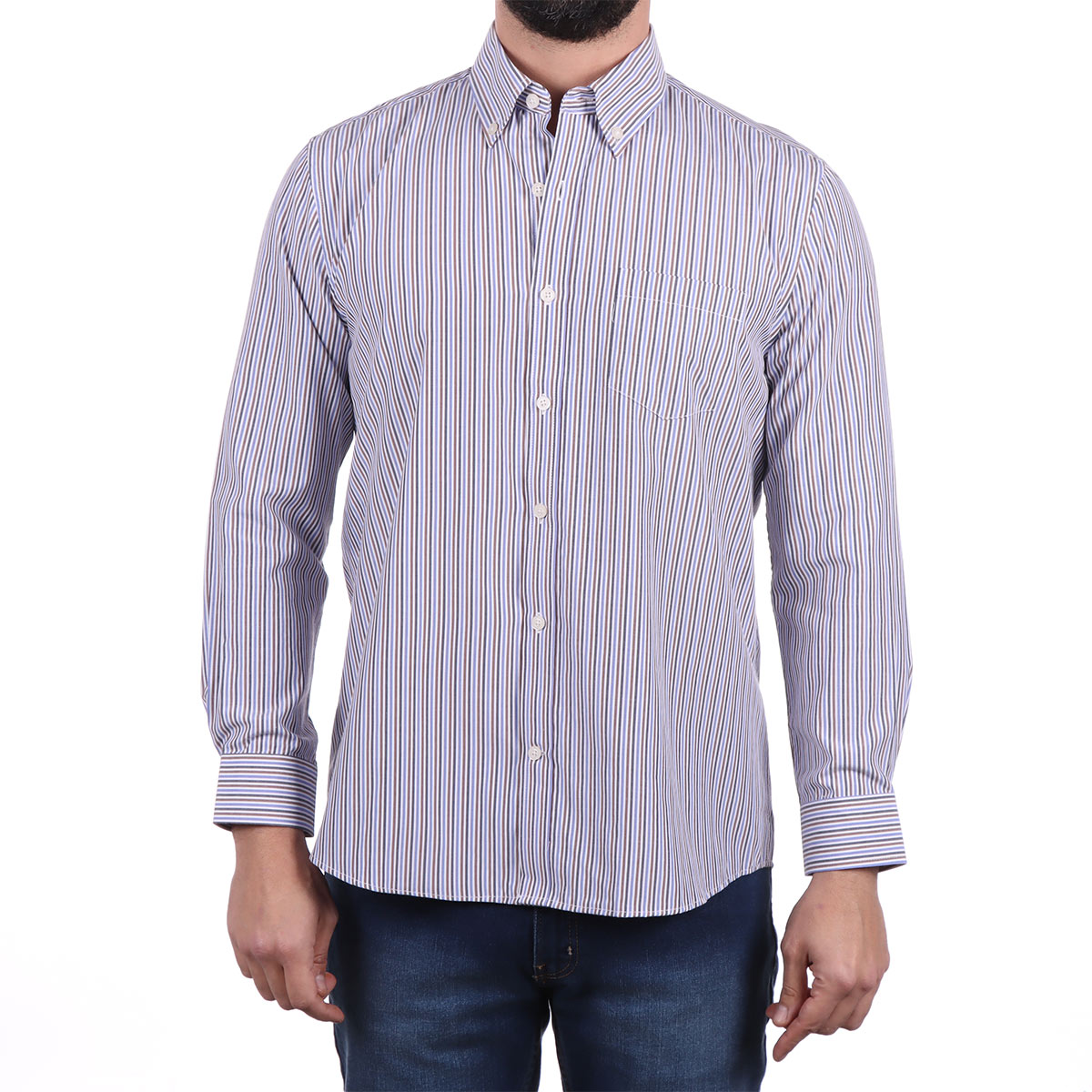 Camisa Manga Larga Rayas Verticales Haggar para Hombre
