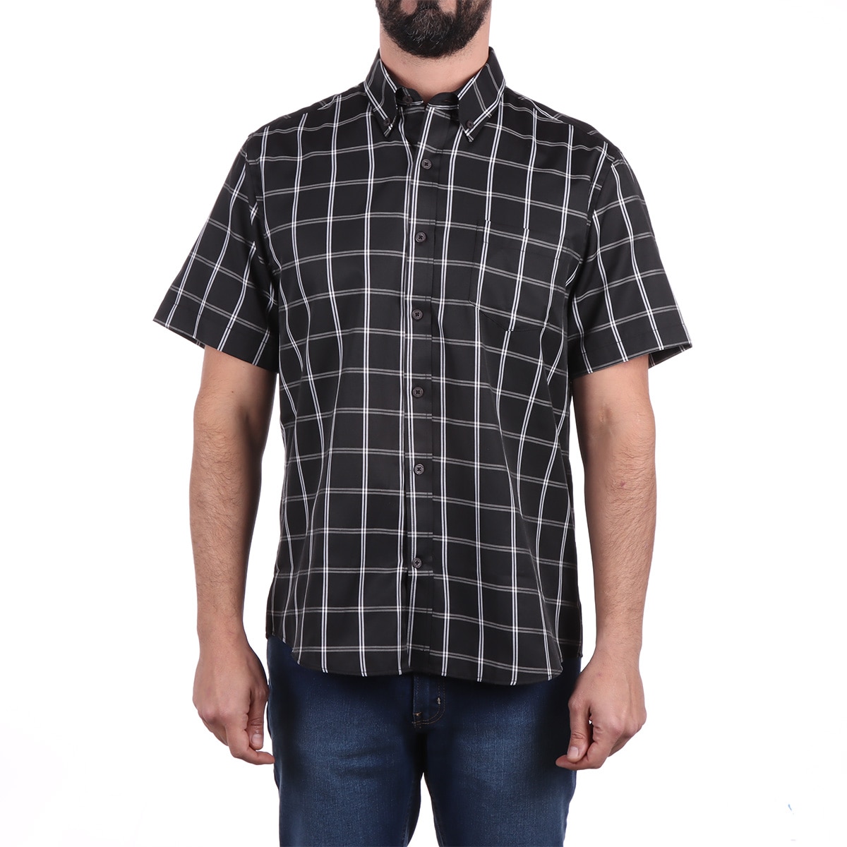Camisa Manga Corta Cuadros Grandes Haggar para Hombre
