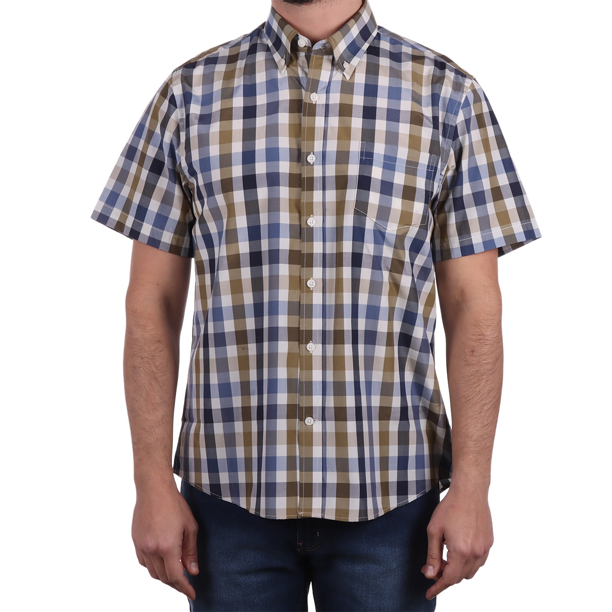 Camisa Manga Corta Cuadros Casual Haggar para Hombre