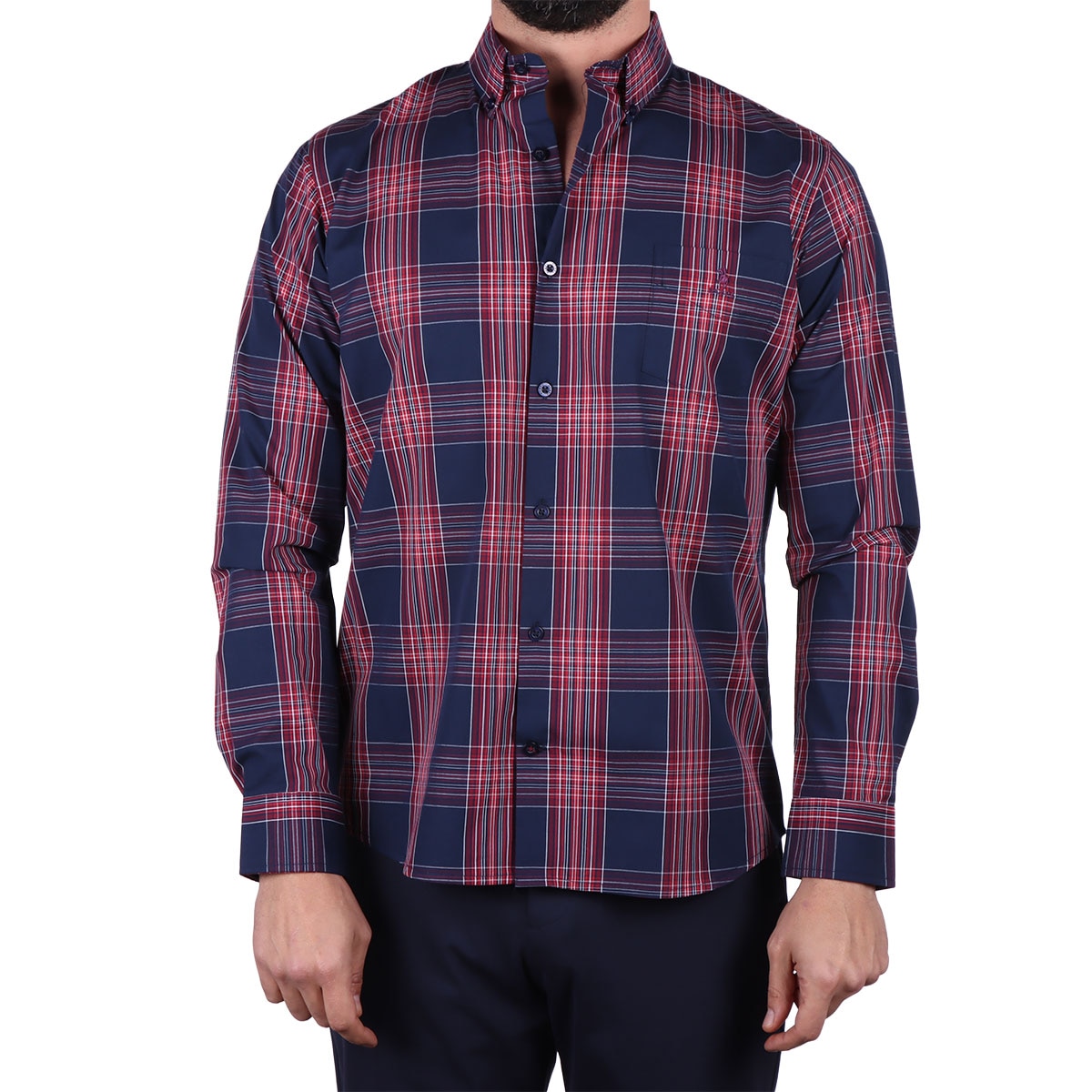 Camisa Maga Larga Cuadros y Líneas Polo Club para Hombre