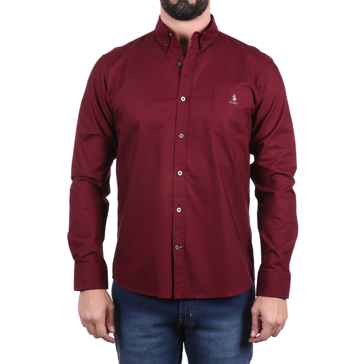 Camisa Lisa Manga Larga Polo Club para Hombre