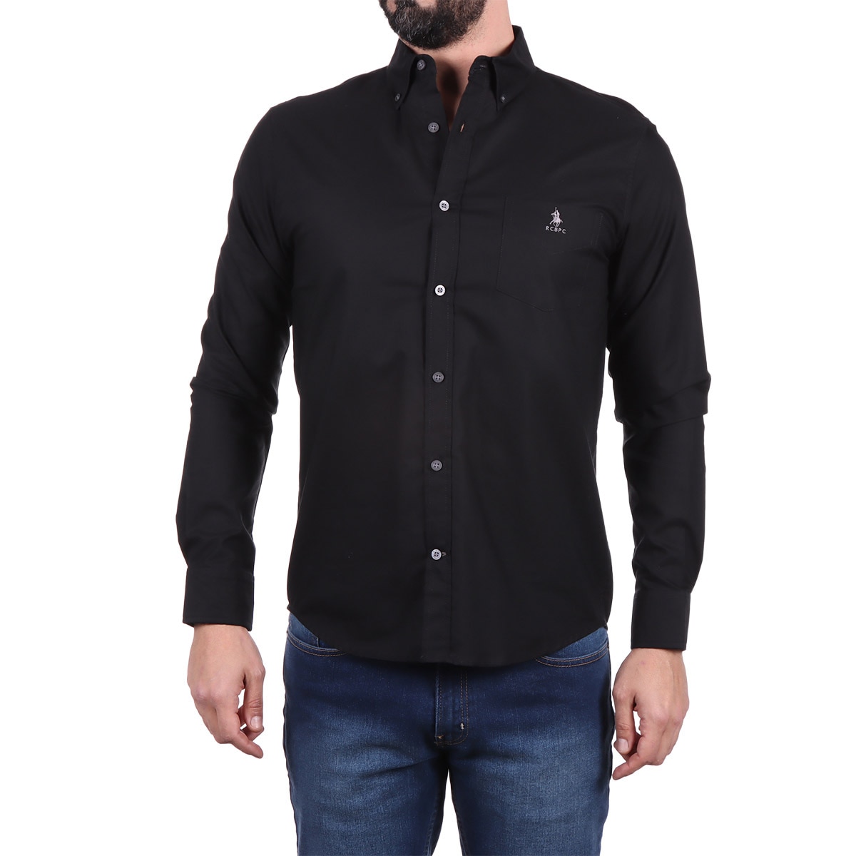 Camisa Lisa de Algodón Polo Club para Hombre