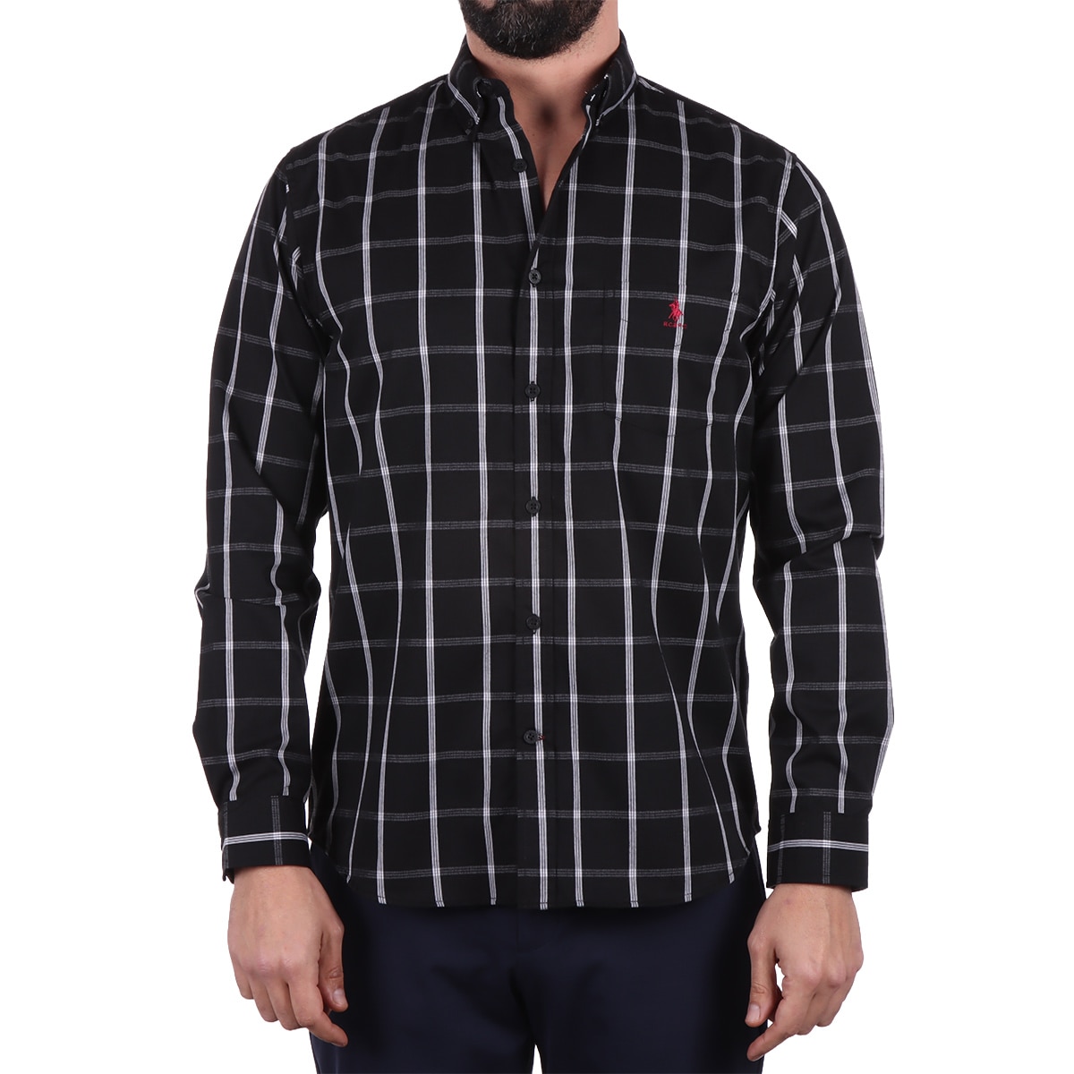 Camisa Cuello Americano Patrón de Cuadros Polo Club Hombre