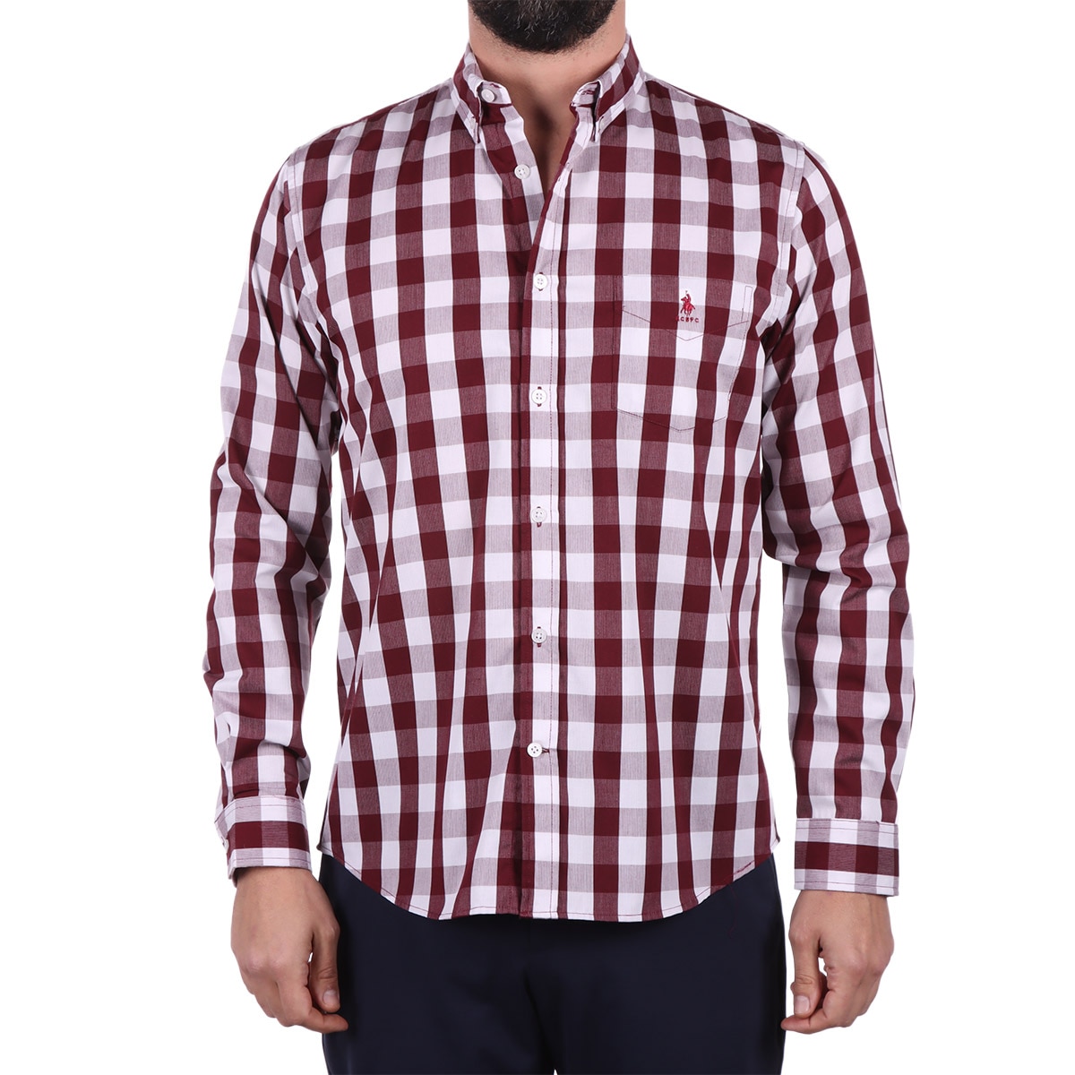 Camisa Manga Larga Cuadros Vino Polo Club para Hombre
