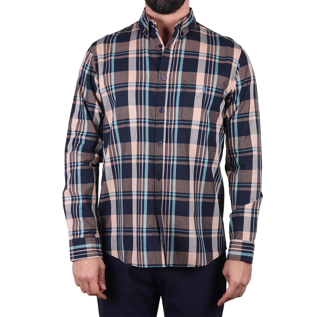Camisa Moderna Patrón Cuadros Polo Club para Hombre
