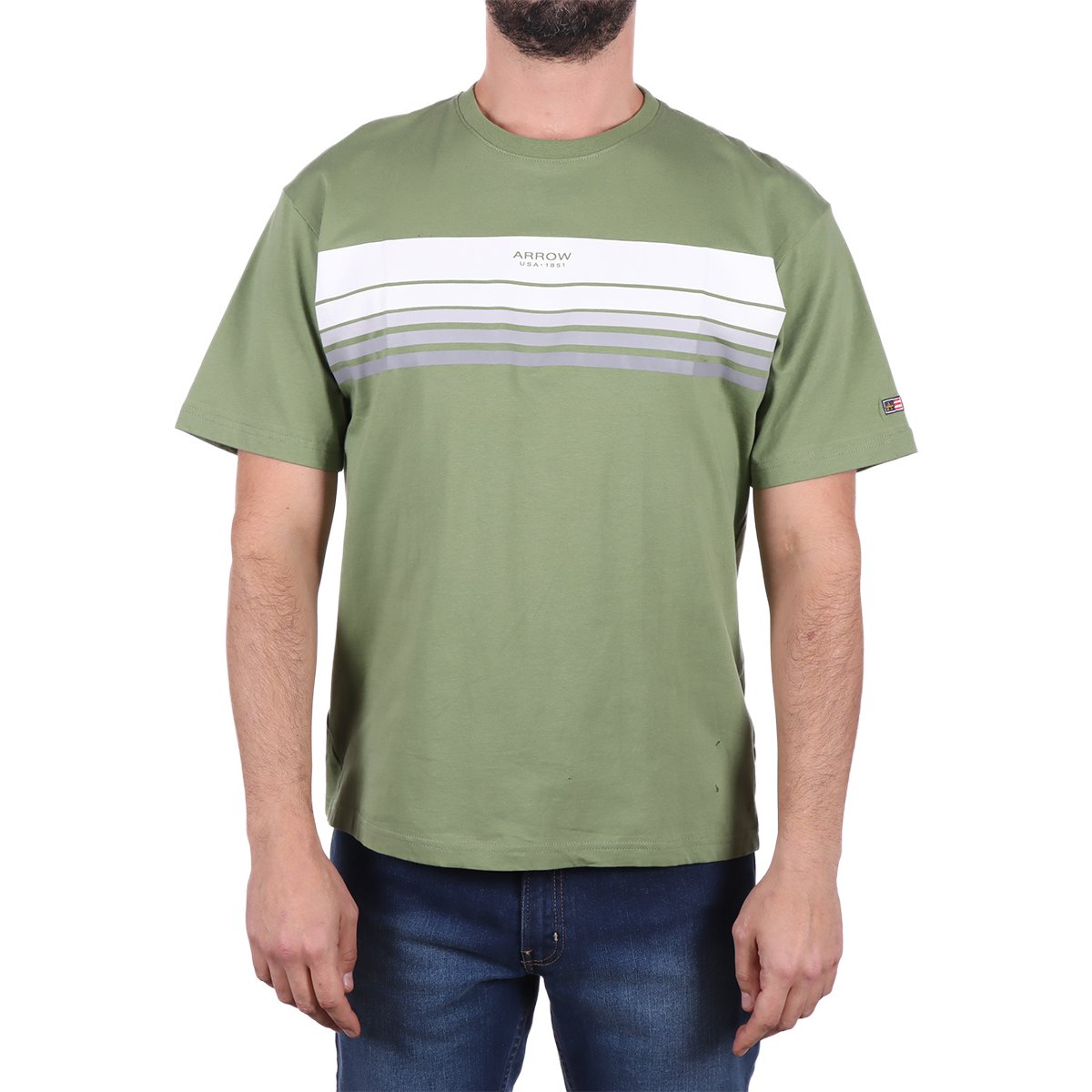 Playera Estampado Rayas Algodón Arrow para Hombre