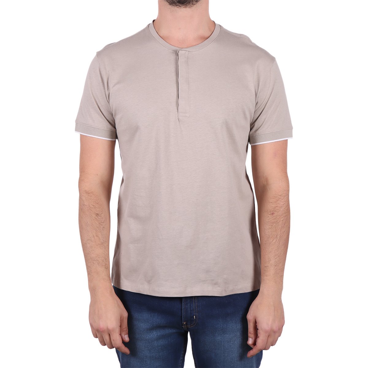 Playera Henley Algodón Manga Corta Bruno Magnani Hombre