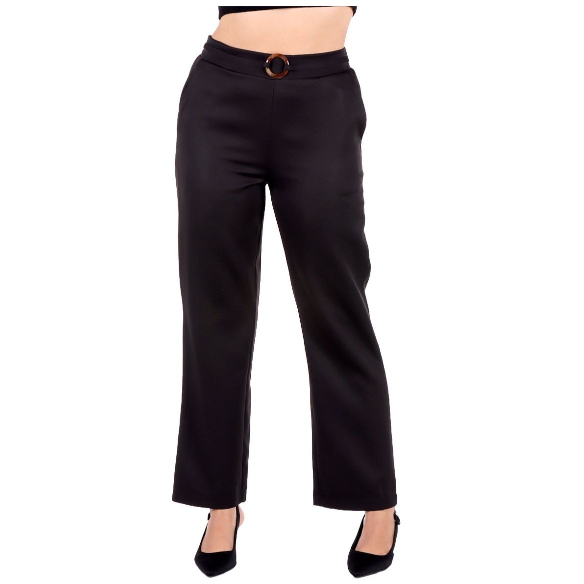 Pantalón Recto Hebilla en Pretina Orange Love Mujer Petite