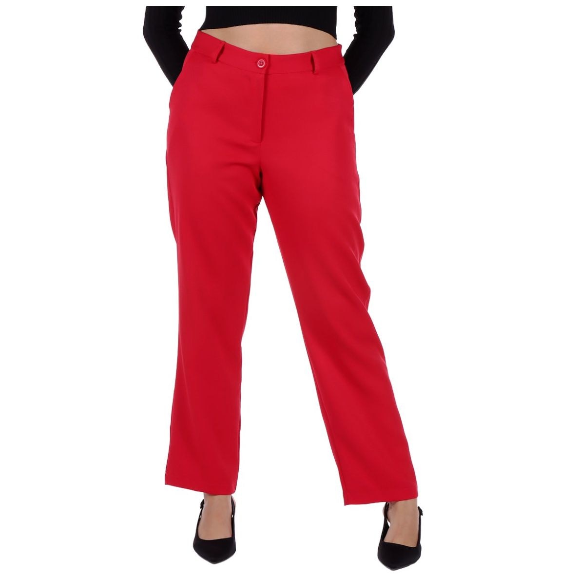 Pantalón Recto con Bolsillos Orange Love para Mujer Petite