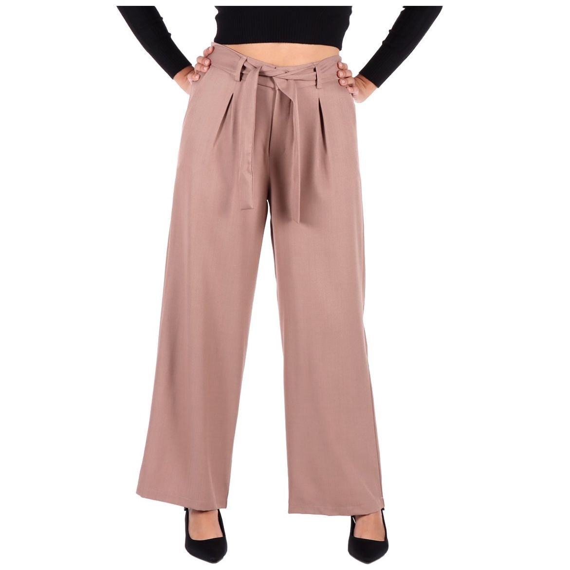 Pantalón Recto Lazo Cintura Orange Love para Mujer Petite