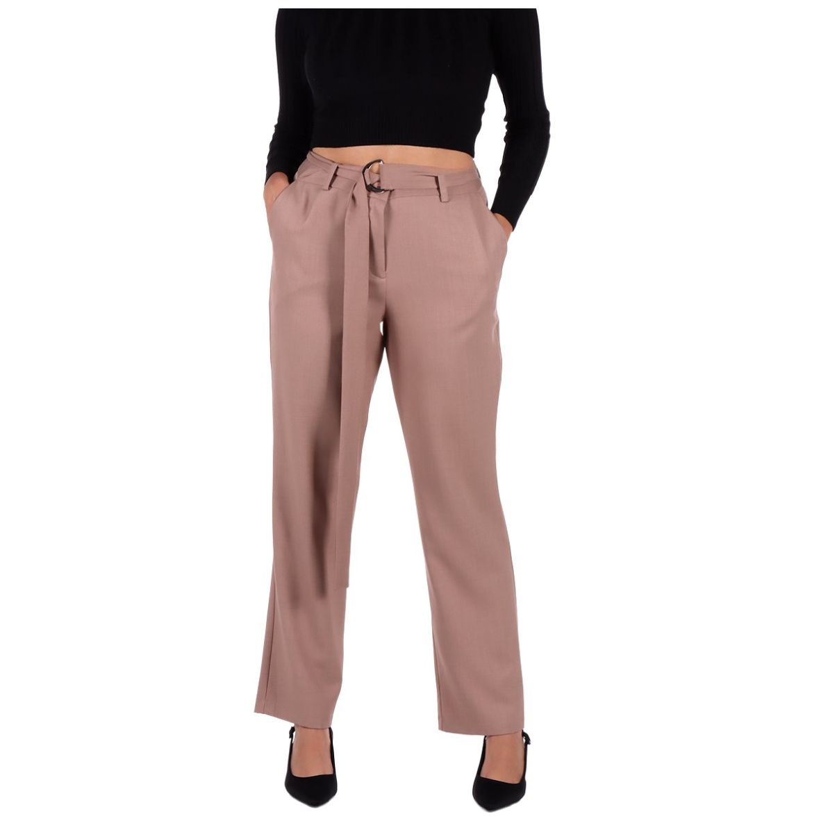 Pantalón Recto Cinturón Elegante Orange Love Mujer Petite
