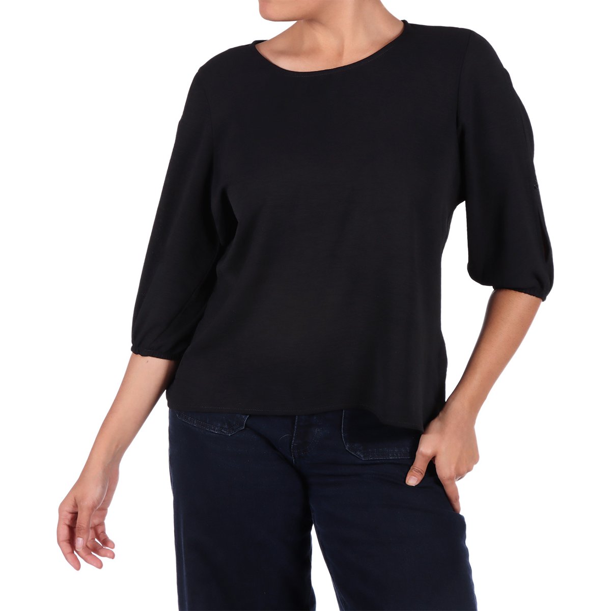 Blusa Manga 3/4 Cuello Redondo Orange Love para Mujer Petite