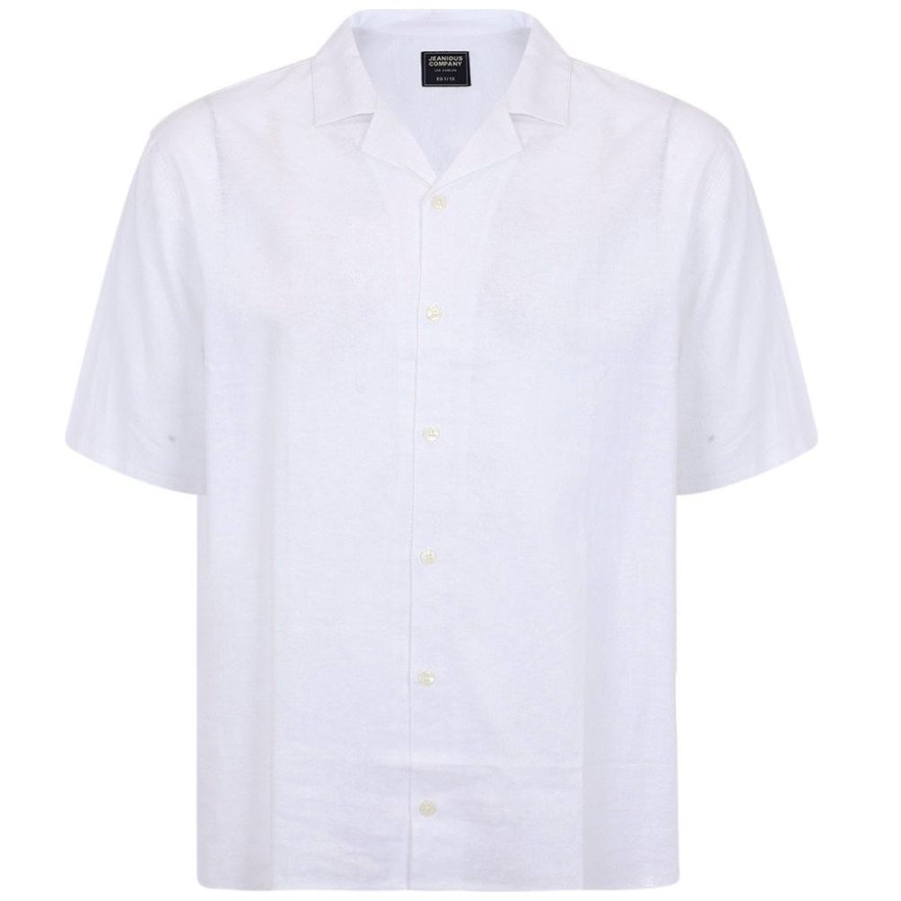 Camisa en Mezcla de Lino Jeanious Manga Corta para Hombre Plus