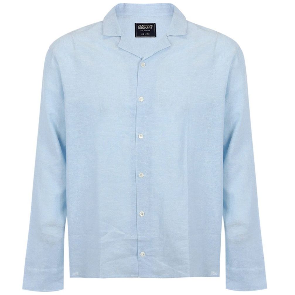 Camisa en Mezcla de Lino Jeanious Manga Larga para Hombre Plus