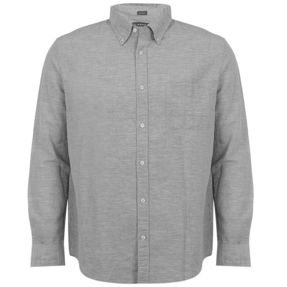 Camisa Gingham J. Opus Manga Larga para Hombre Plus