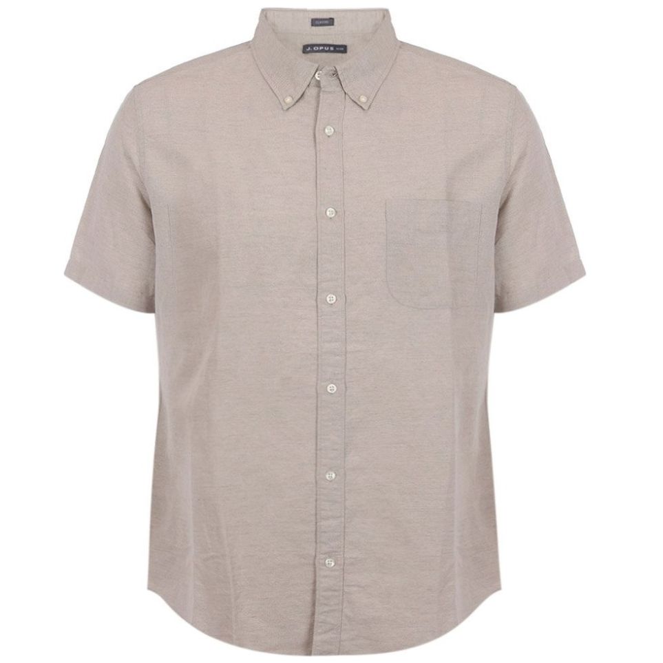 Camisa en Mezcla de Lino J. Opus Manga Corta para Hombre Plus