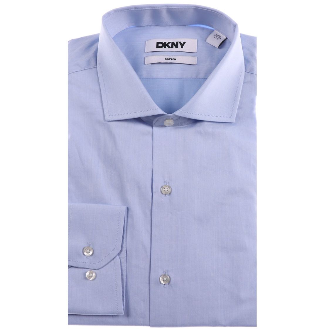 Camisa Lisa Azul Cuello Italiano Dkny para Hombre