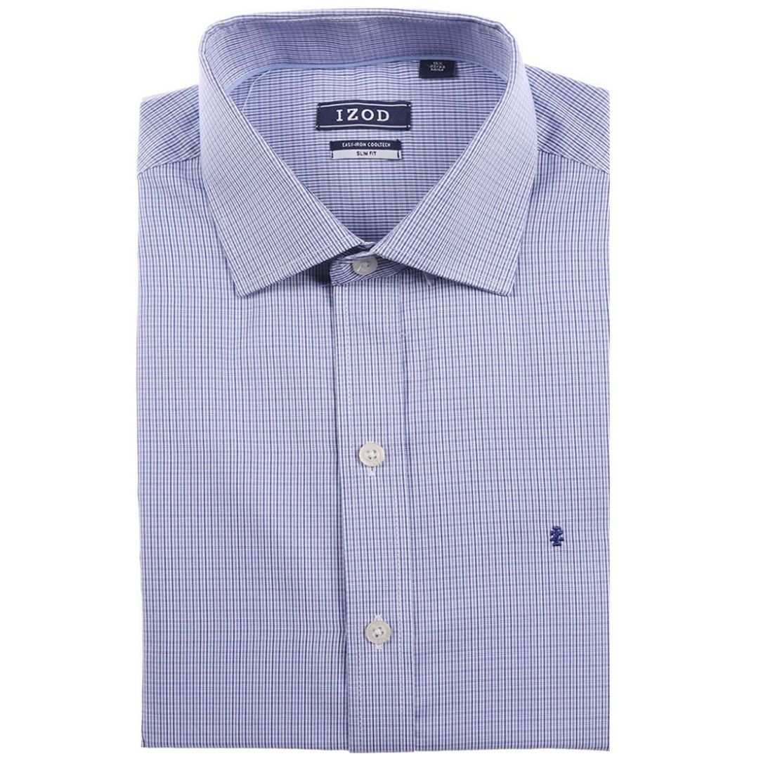 Camisa Cuadros Finos Cuello Italiano Izod para Hombre
