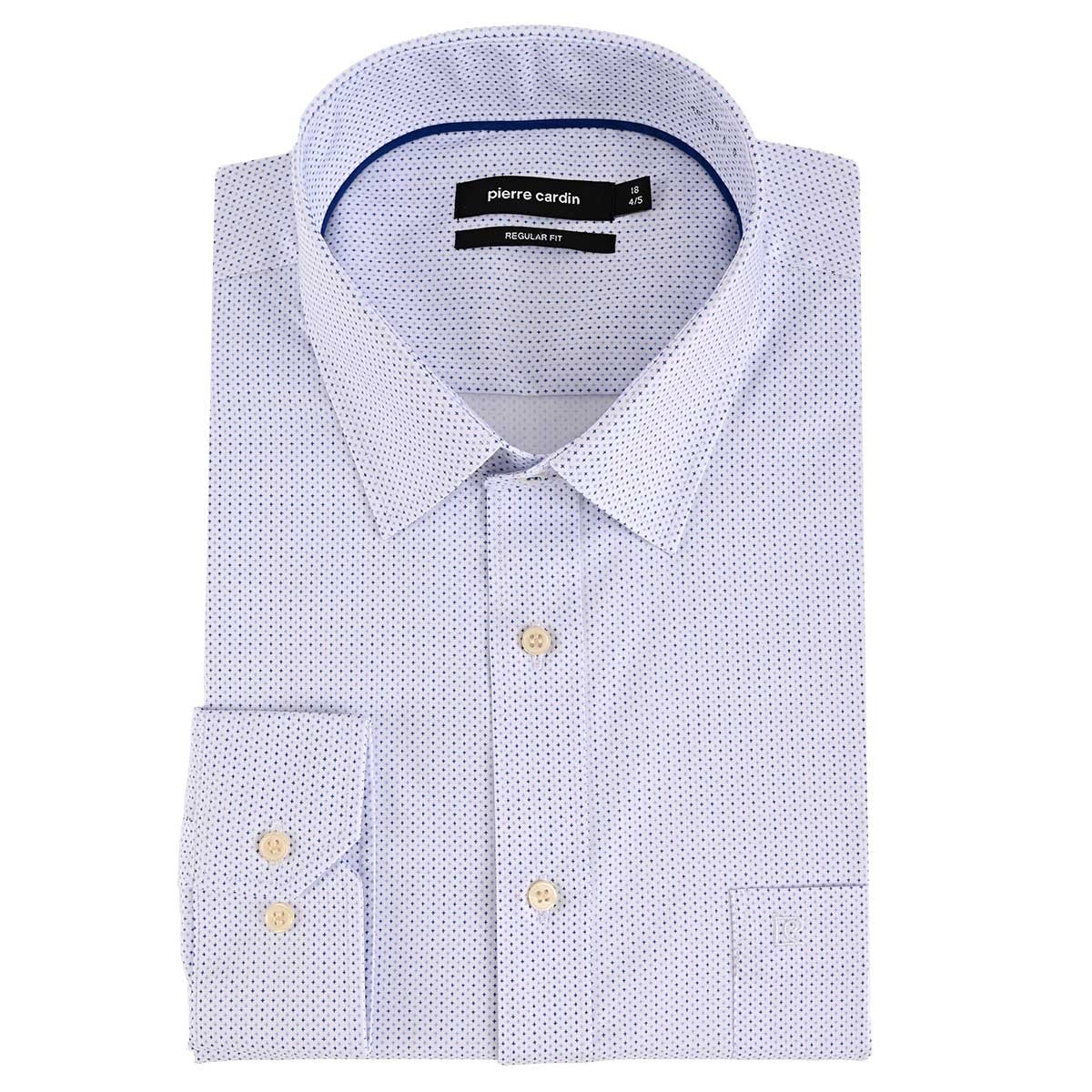 Camisa Estampada Azul Pierre Cardin Manga Larga para Hombre Plus