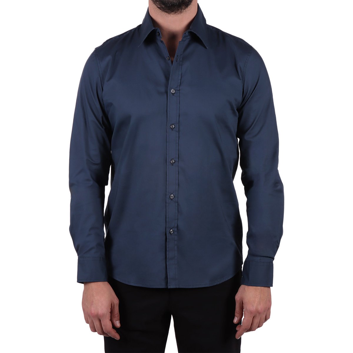 Camisa Lisa Manga Larga Popelina Bruno Magnani para Hombre