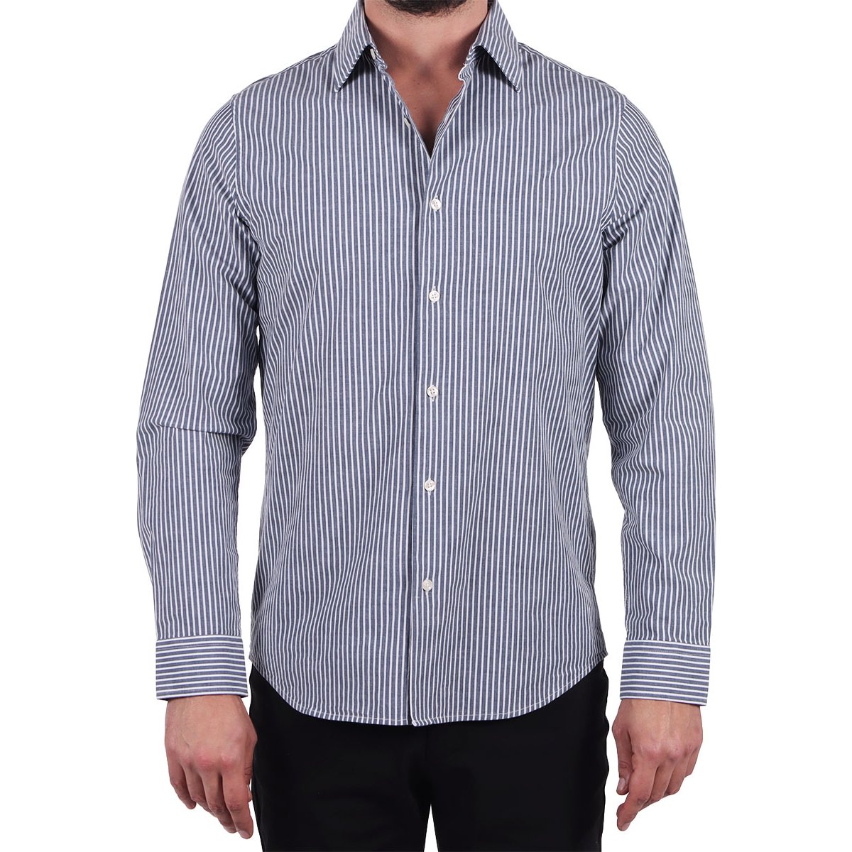 Camisa Manga Larga Rayas Verticales Bruno Magnani Hombre