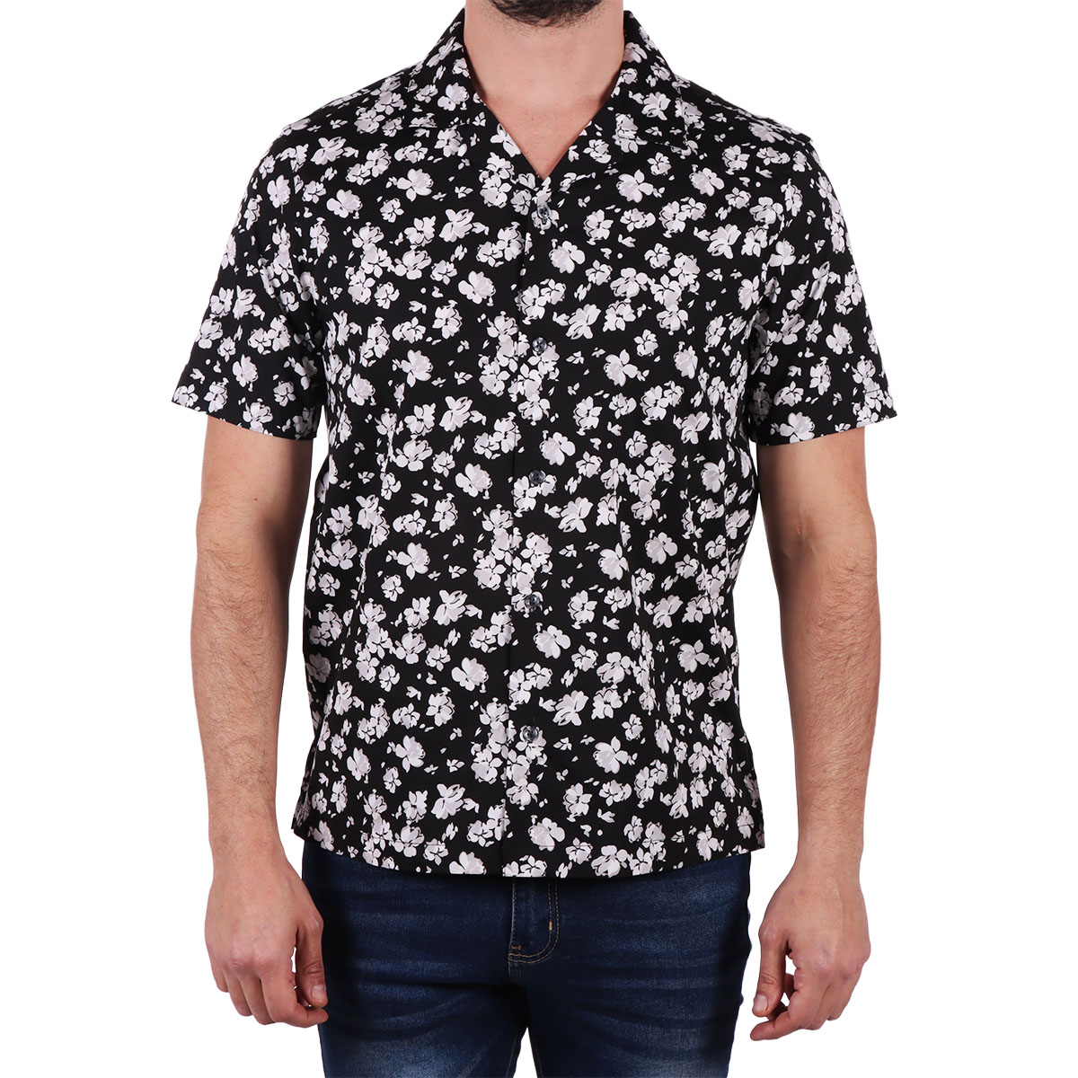Camisa Floral Manga Corta Bruno Magnani para Hombre