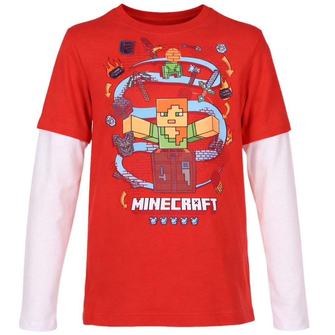 Playera Estampado Minecraft Manga Larga Microsoft para Niño