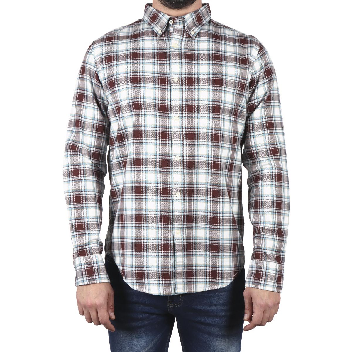 Camisa Manga Larga Cuadros en Contraste J.opus para Hombre