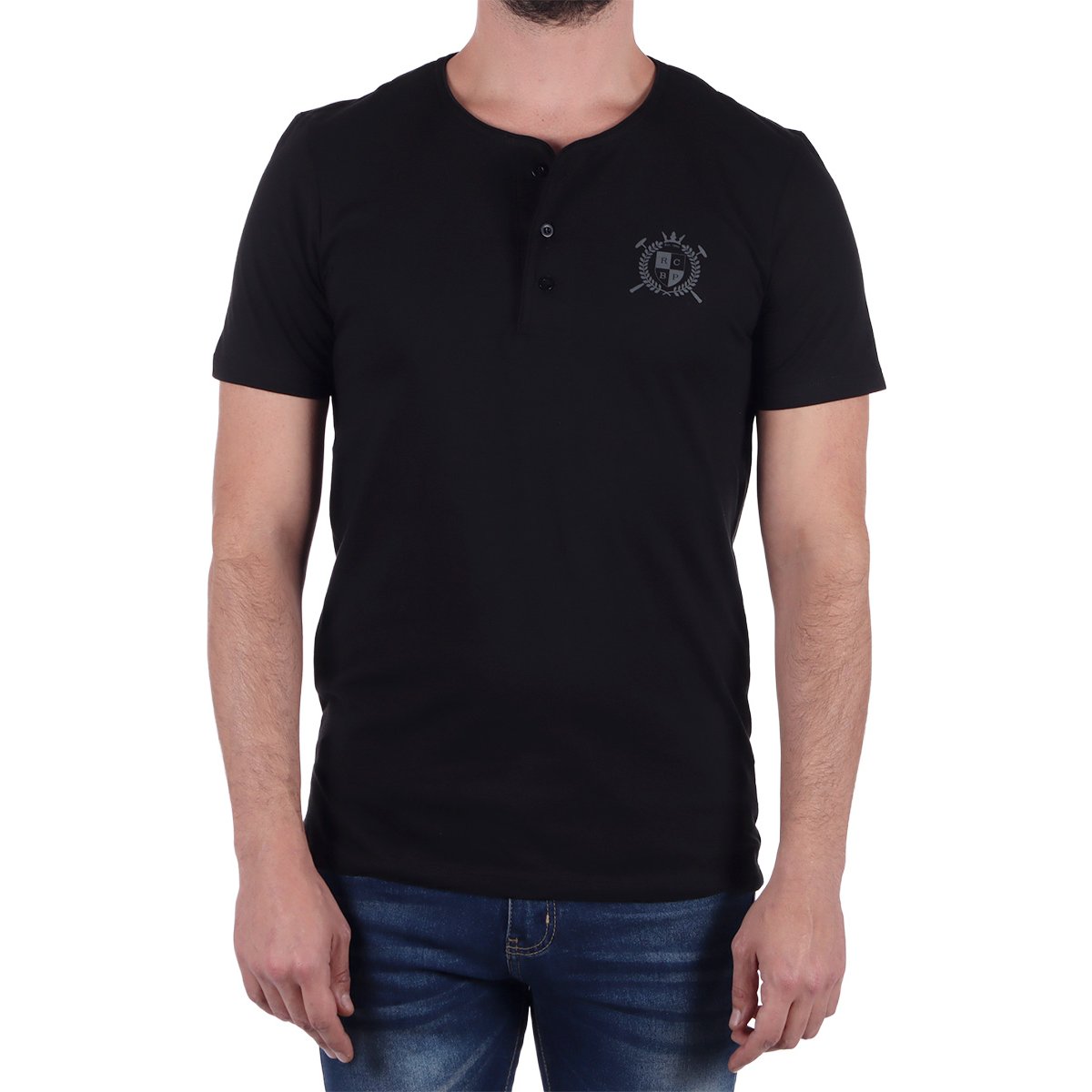 Playera Manga Corta Henley Algodón Royal Polo Club Hombre