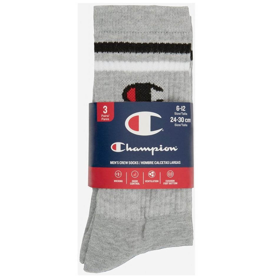 3 Pack Calcetas Largas Multicolor con Rayas Champion para Hombre