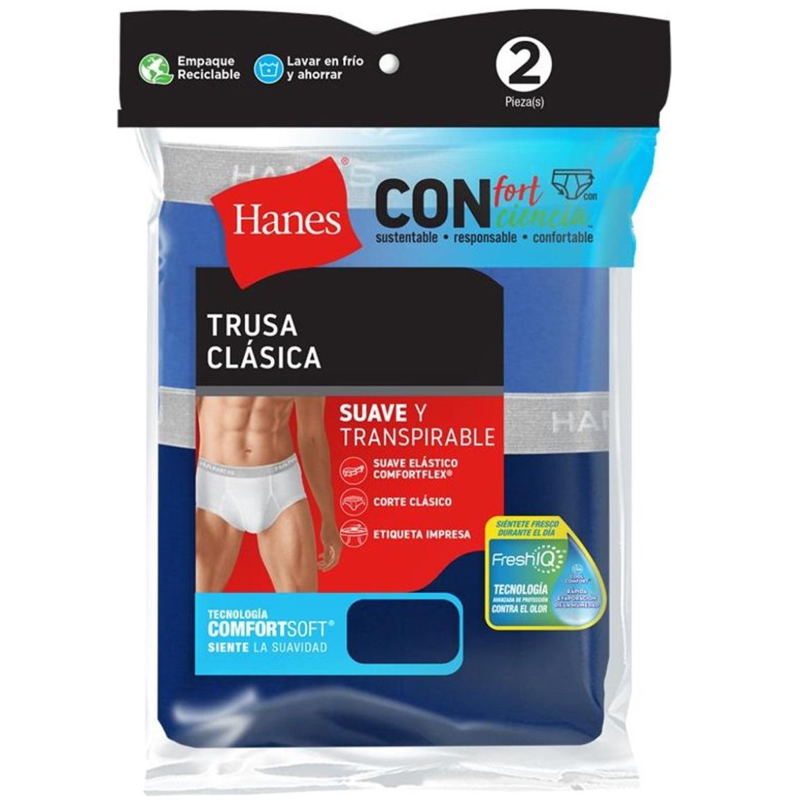 2 Pack Trusas Hanes Algodón Stretch para Hombre                                             