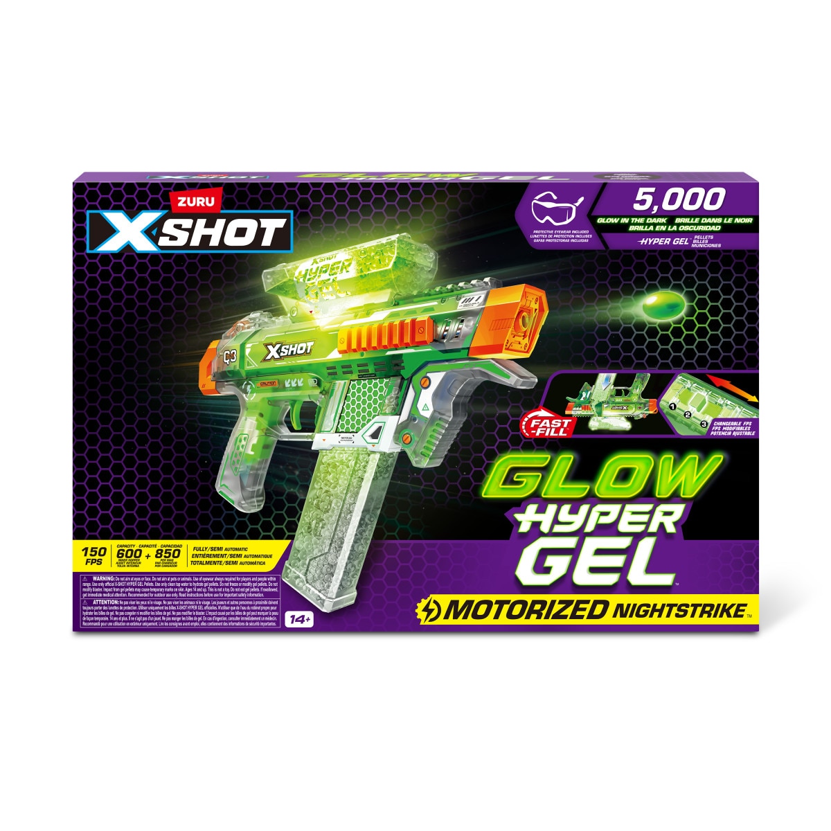Xshot Hyper Gel Glow Night Strike Blaster Zuru