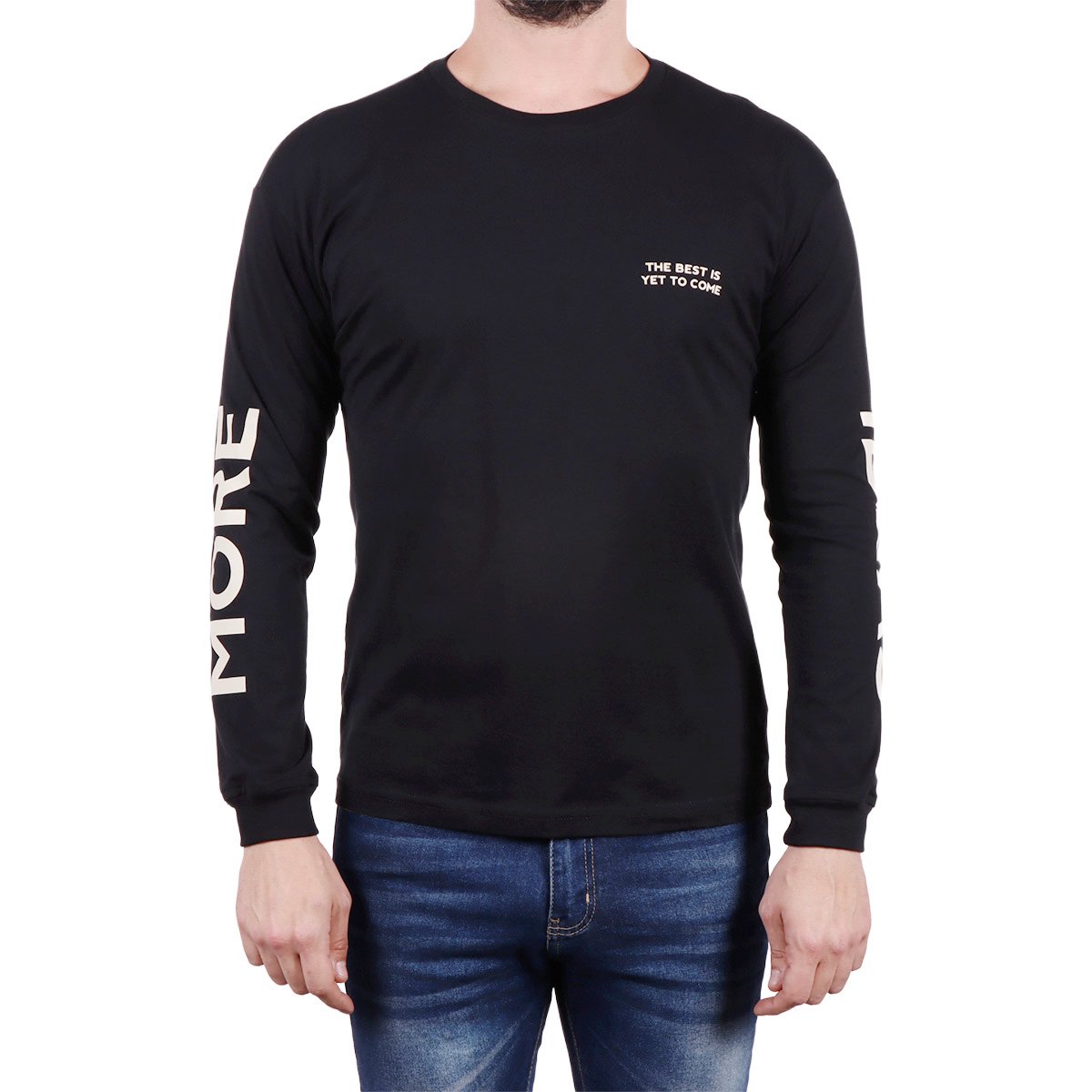 Playera Manga Larga Texto Estampado Silver Plate para Hombre