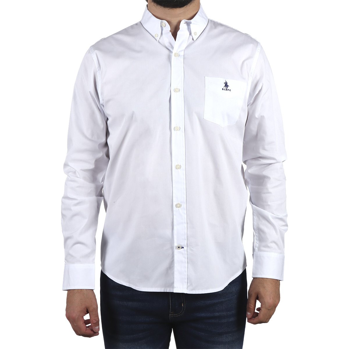 Camisa Lisa Manga Larga Casual Polo Club para Hombre