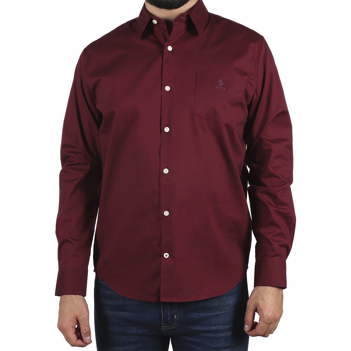 Camisa Lisa Manga Larga Casual Polo Club para Hombre