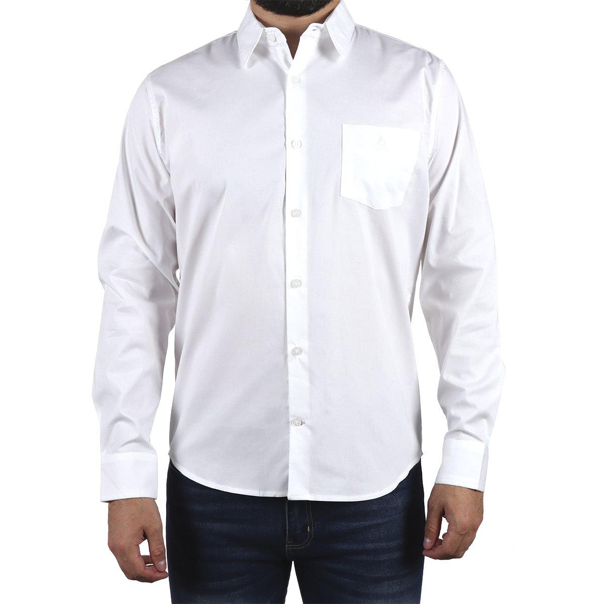Camisa Lisa Stretch Manga Larga Polo Club para Hombre