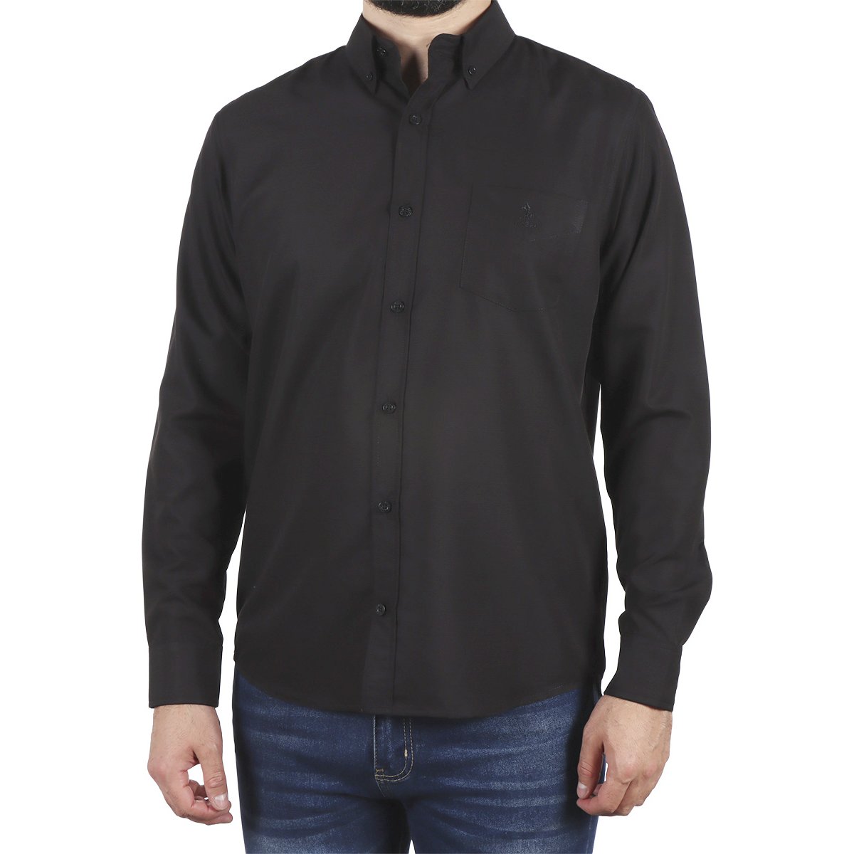 Camisa Lisa Manga Larga Casual Polo Club para Hombre