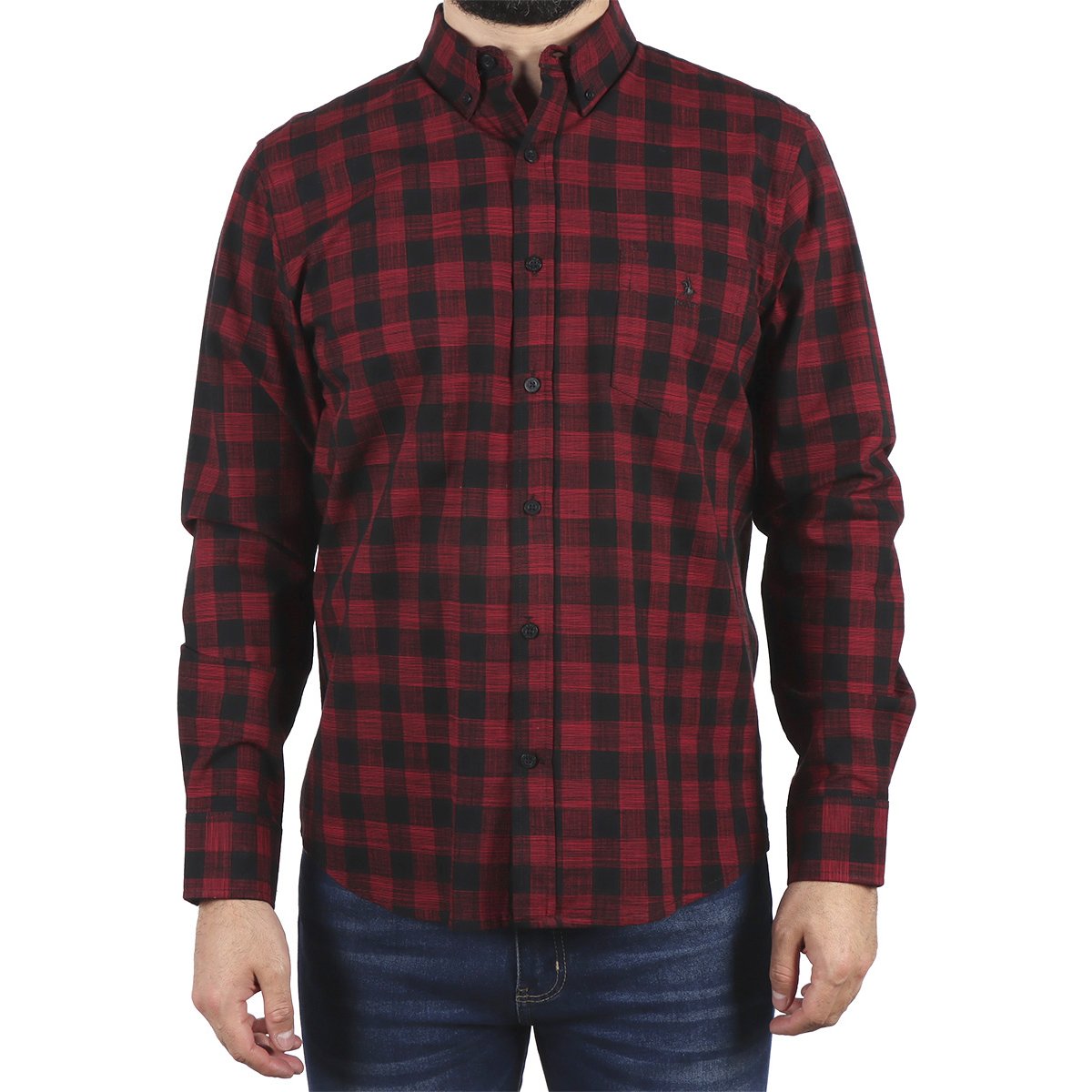 Camisa Cuadros Manga Larga Casual Polo Club para Hombre