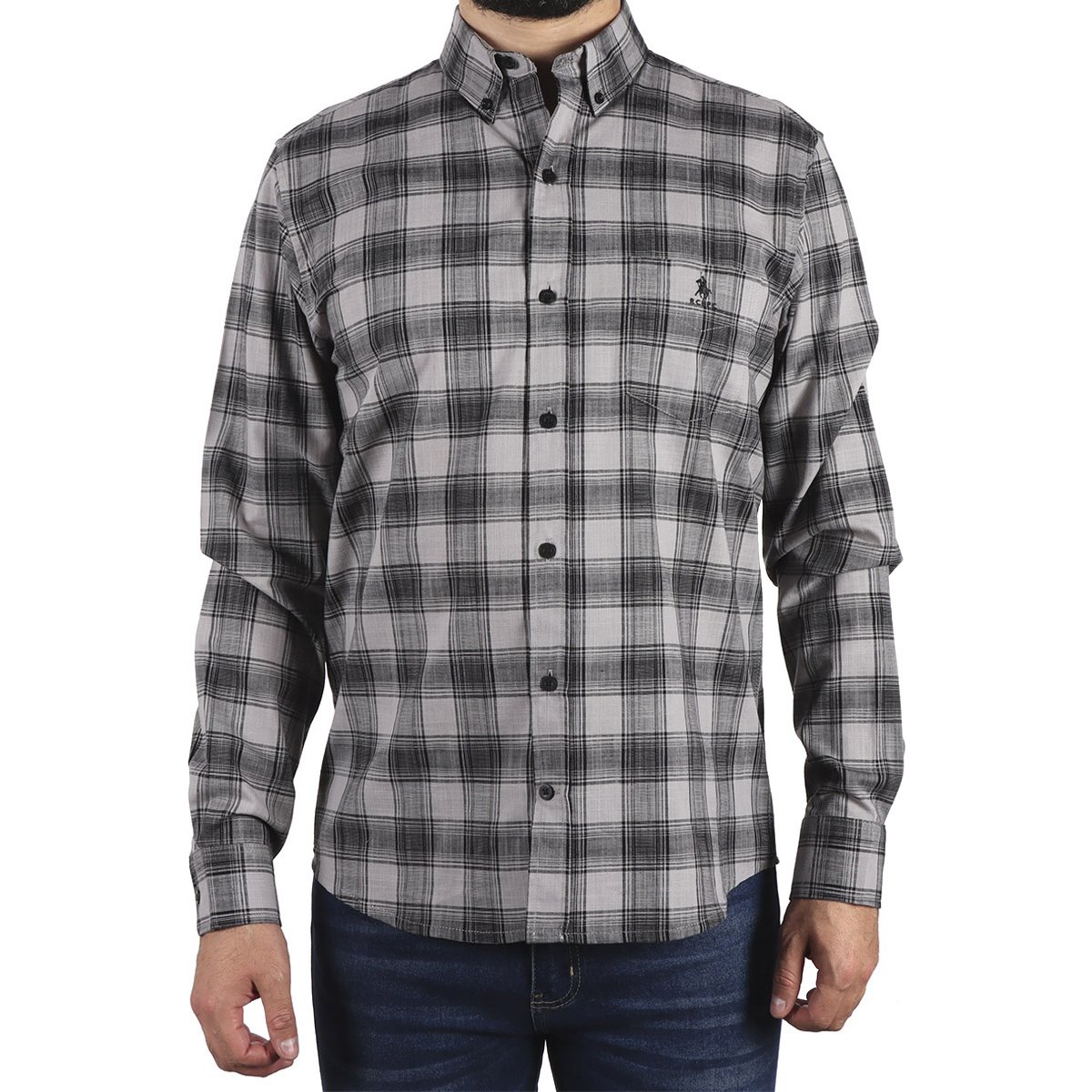 Camisa Cuadros Manga Larga Casual Polo Club para Hombre
