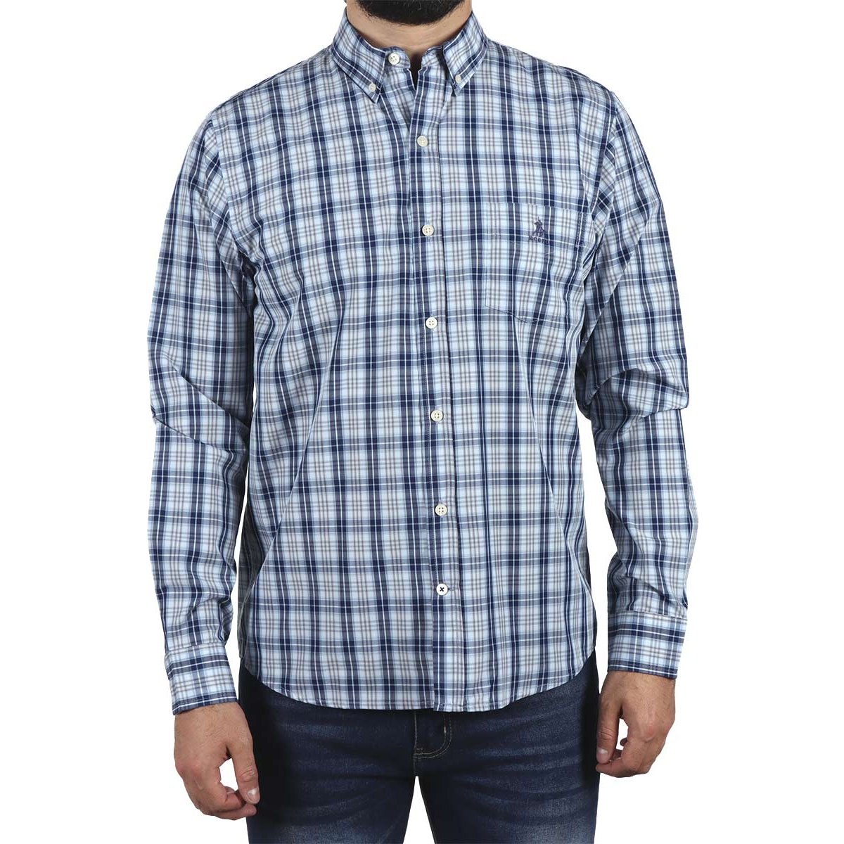 Camisa Cuadros Manga Larga Casual Polo Club para Hombre
