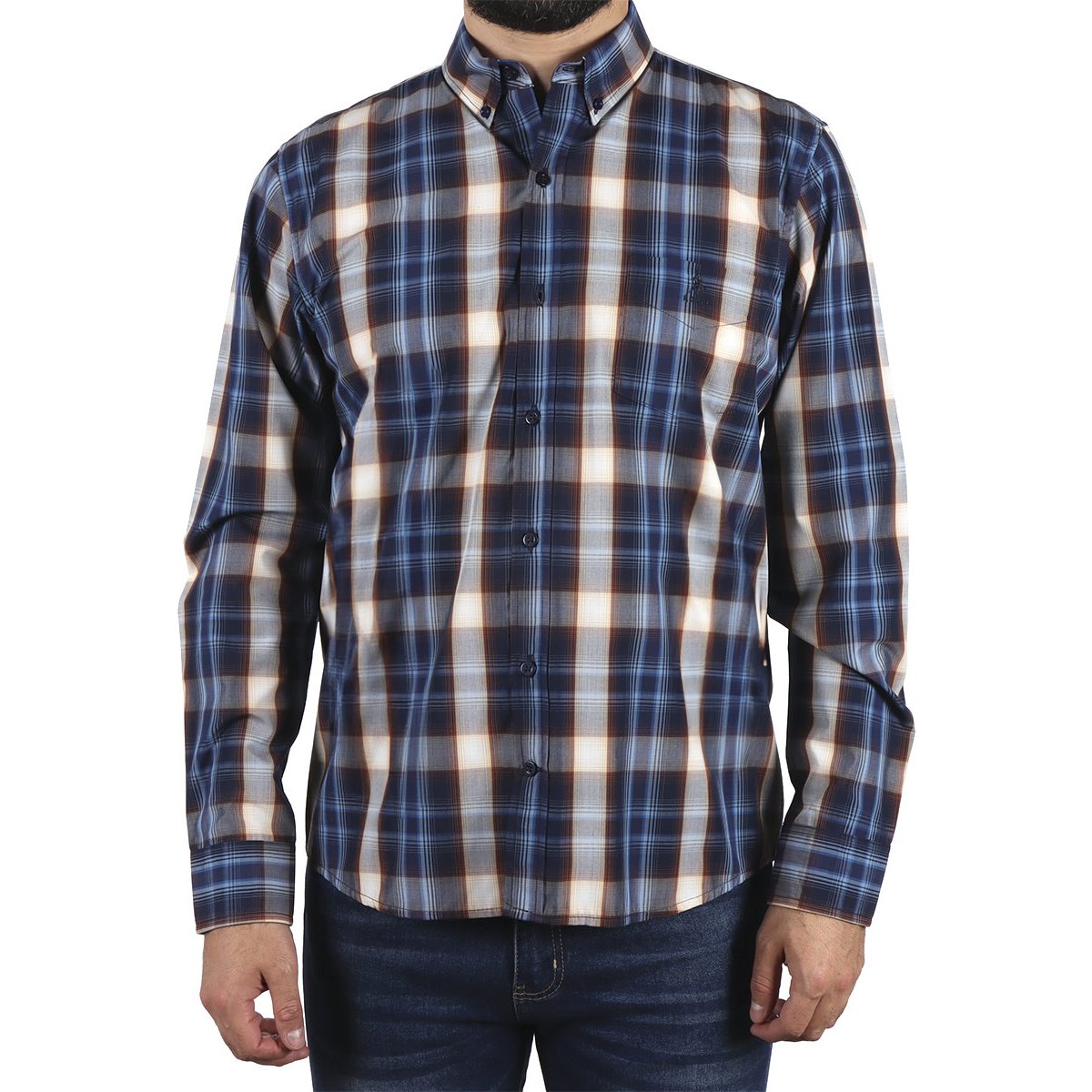 Camisa Cuadros Manga Larga Polo Club para Hombre