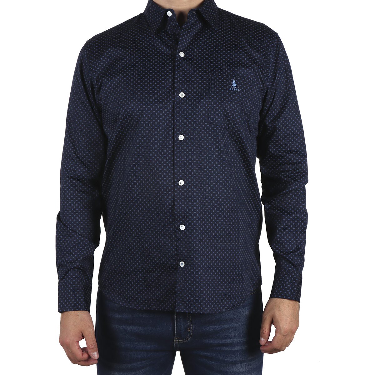 Camisa Estampado Manga Larga Algodón Polo Club para Hombre