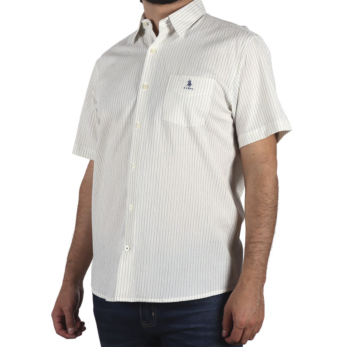 Camisa Rayas Manga Corta Algodón Polo Club para Hombre